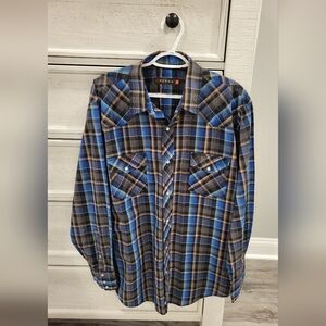 Roper Men's Black and Blue Checkered Shirt
